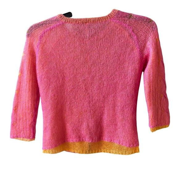 Free people pink orange mohair cardigan 3/4 sleeves size medium - Picture 4 of 8